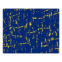 Deep Blue And Yellow Pattern Double Sided Flano Blanket (large) 