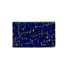 Deep Blue And Yellow Pattern Cosmetic Bag (xs) by Valentinaart