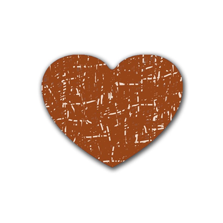 Brown elelgant pattern Rubber Coaster (Heart) 