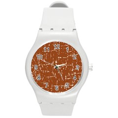 Brown elelgant pattern Round Plastic Sport Watch (M)