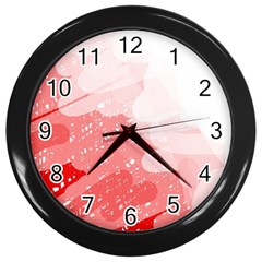 Red Pattern Wall Clocks (black)