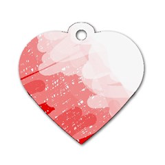 Red Pattern Dog Tag Heart (one Side)