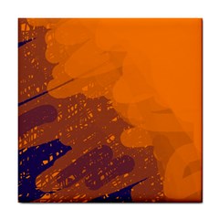 Orange And Blue Artistic Pattern Tile Coasters