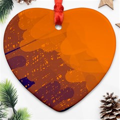 Orange And Blue Artistic Pattern Ornament (heart) 