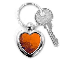 Orange And Blue Artistic Pattern Key Chains (heart) 