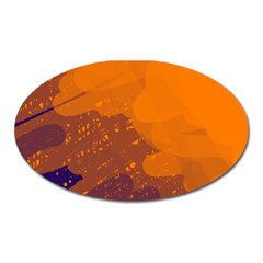 Orange And Blue Artistic Pattern Oval Magnet