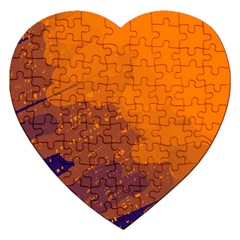 Orange And Blue Artistic Pattern Jigsaw Puzzle (heart)