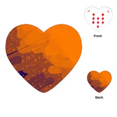 Orange And Blue Artistic Pattern Playing Cards (heart) 