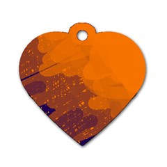 Orange And Blue Artistic Pattern Dog Tag Heart (one Side)