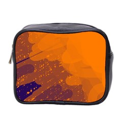 Orange And Blue Artistic Pattern Mini Toiletries Bag 2-side