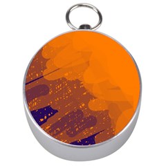 Orange And Blue Artistic Pattern Silver Compasses