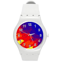 Colorful Pattern Round Plastic Sport Watch (m) by Valentinaart