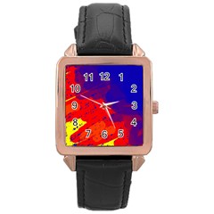 Colorful Pattern Rose Gold Leather Watch 