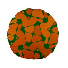 Orange Shapes                                                                                        	standard 15  Premium Flano Round Cushion by LalyLauraFLM