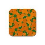 Orange shapes                                                                                        			Rubber Square Coaster (4 pack Front