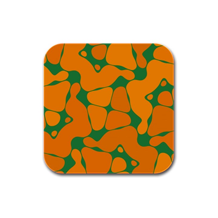 Orange shapes                                                                                        			Rubber Square Coaster (4 pack