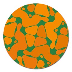 Orange Shapes                                                                                        			magnet 5  (round) by LalyLauraFLM