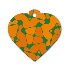 Orange Shapes                                                                                        			dog Tag Heart (one Side)