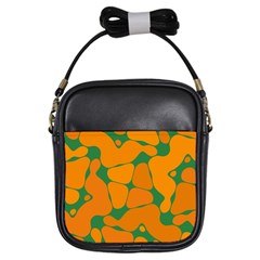 Orange Shapes                                                                                        			girls Sling Bag by LalyLauraFLM