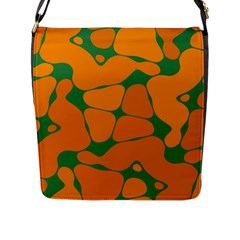 Orange Shapes                                                                                        			flap Closure Messenger Bag (l)