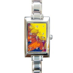 Colorful Abstract Pattern Rectangle Italian Charm Watch