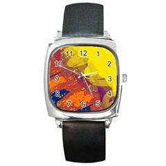 Colorful Abstract Pattern Square Metal Watch