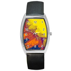 Colorful Abstract Pattern Barrel Style Metal Watch