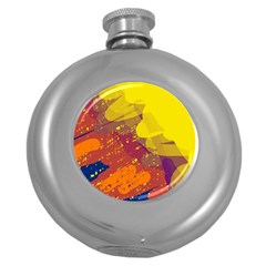 Colorful Abstract Pattern Round Hip Flask (5 Oz)