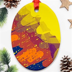 Colorful Abstract Pattern Oval Ornament (two Sides)