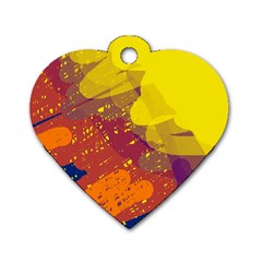 Colorful Abstract Pattern Dog Tag Heart (one Side) by Valentinaart