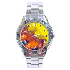 Colorful Abstract Pattern Stainless Steel Analogue Watch by Valentinaart