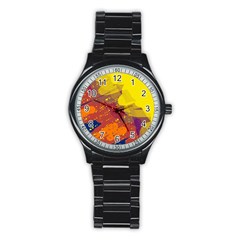 Colorful Abstract Pattern Stainless Steel Round Watch