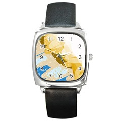 Artistic Pastel Pattern Square Metal Watch