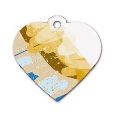 Artistic Pastel Pattern Dog Tag Heart (one Side)