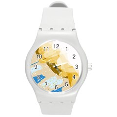 Artistic Pastel Pattern Round Plastic Sport Watch (m)