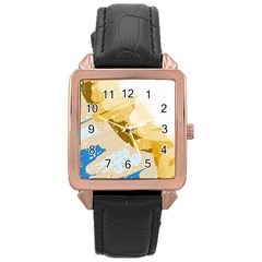 Artistic Pastel Pattern Rose Gold Leather Watch 