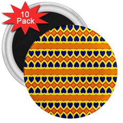 Hearts And Rhombus Pattern                                                                                          			3  Magnet (10 Pack)