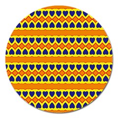 Hearts And Rhombus Pattern                                                                                          			magnet 5  (round) by LalyLauraFLM