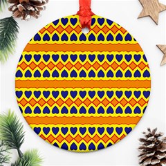 Hearts And Rhombus Pattern                                                                                          			ornament (round) by LalyLauraFLM