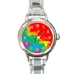 Colorful Abstract Design Round Italian Charm Watch