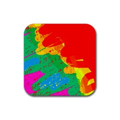 Colorful Abstract Design Rubber Coaster (square)  by Valentinaart