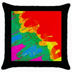 Colorful Abstract Design Throw Pillow Case (black) by Valentinaart