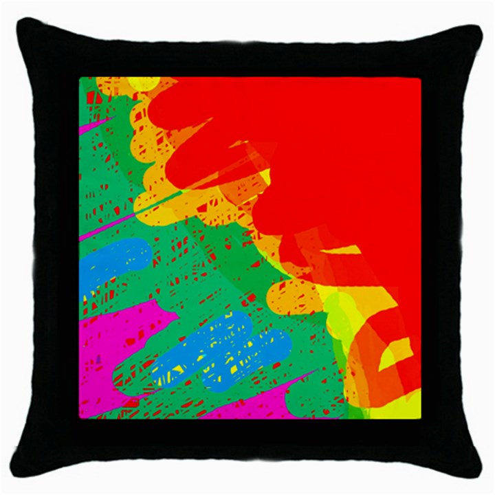 Colorful abstract design Throw Pillow Case (Black)