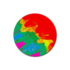 Colorful Abstract Design Rubber Round Coaster (4 Pack)  by Valentinaart