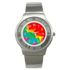 Colorful Abstract Design Stainless Steel Watch by Valentinaart