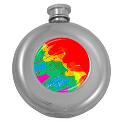 Colorful Abstract Design Round Hip Flask (5 Oz) by Valentinaart