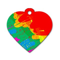 Colorful Abstract Design Dog Tag Heart (one Side)