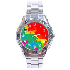 Colorful Abstract Design Stainless Steel Analogue Watch