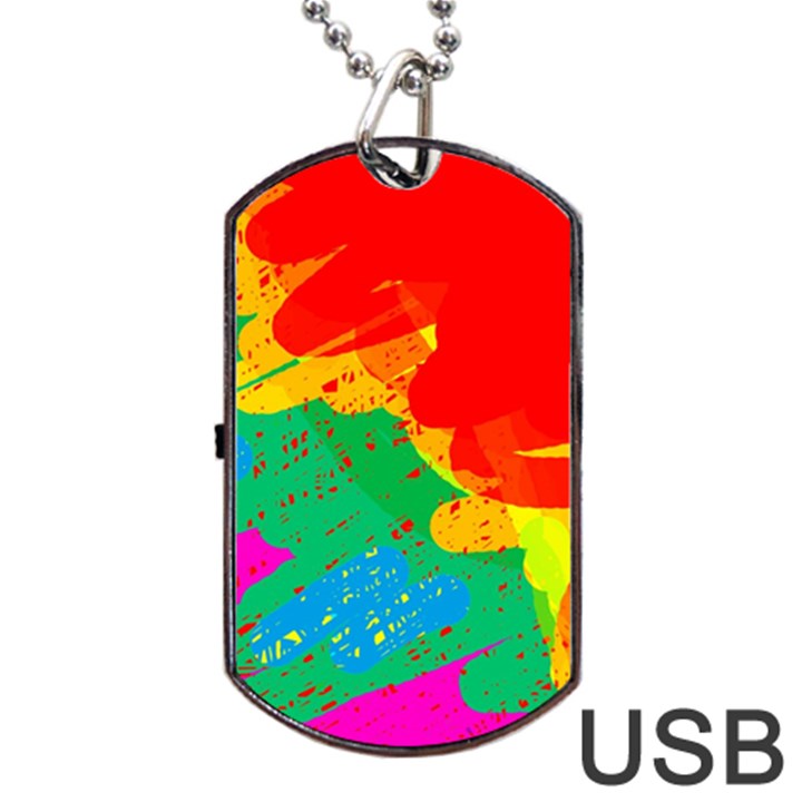 Colorful abstract design Dog Tag USB Flash (One Side)