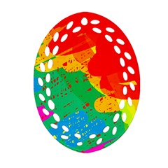 Colorful Abstract Design Oval Filigree Ornament (2-side) 